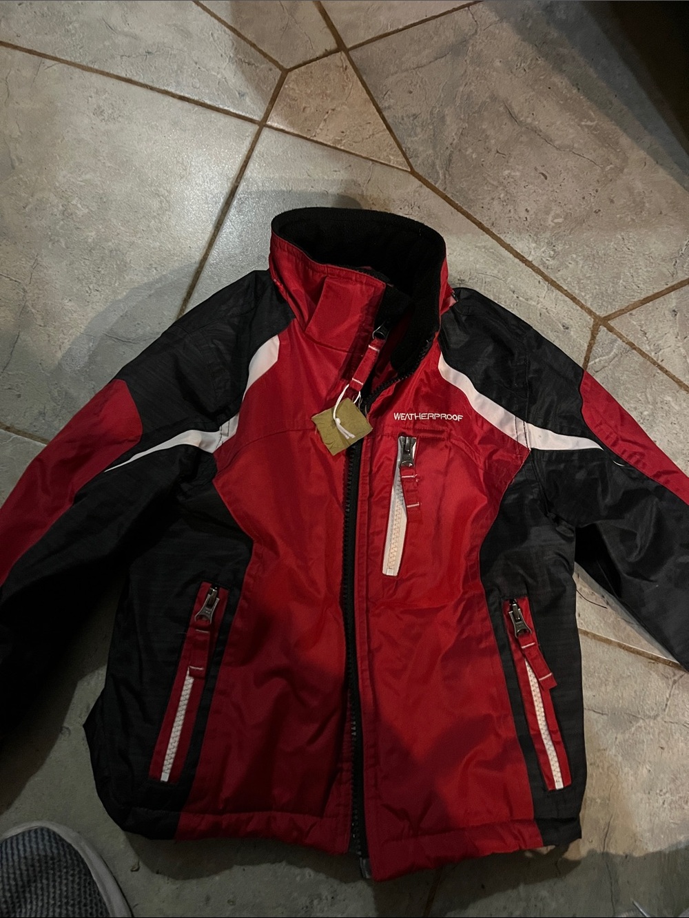 Weatherproof Kids Red and Black Colorblock Puffer Jacket
